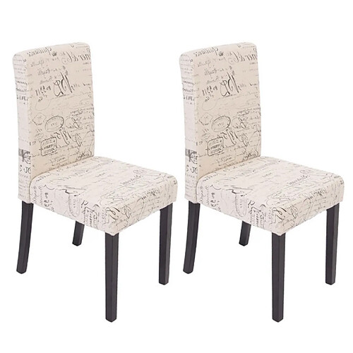 Mendler Lot de 2 chaises de séjour Littau ~ tissu words fabric, pieds foncés