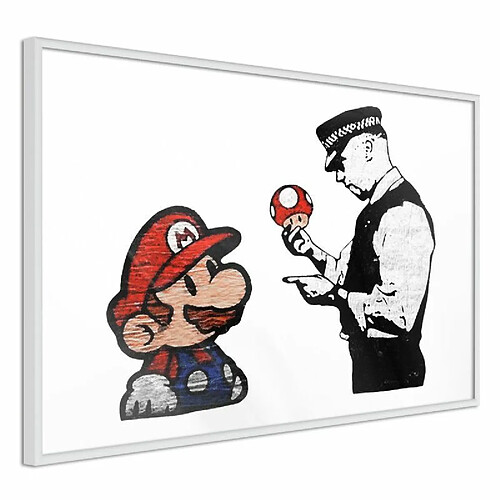 Paris Prix Affiche Murale Encadrée Banksy Mario and Copper 45 x 30 cm Blanc