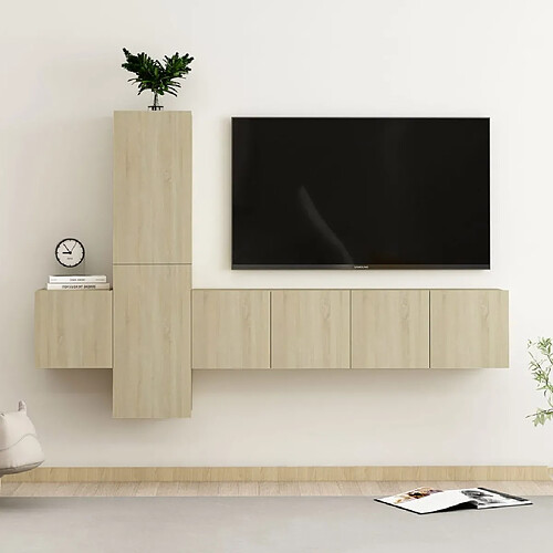 vidaXL Ensemble de meubles TV 5 pcs Chêne sonoma Bois d'ingénierie