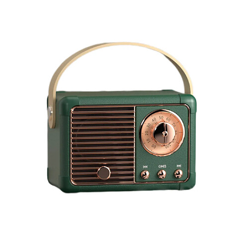 General Haut-parleur stéréo Bluetooth portable rétro, haut-parleur vintage rétro sans fil amélioré avec fente pour carte TF, style mignon à l'ancienne pour cuisine, bureau, chambre, bureau, fête en plein air Kawaii (vert)