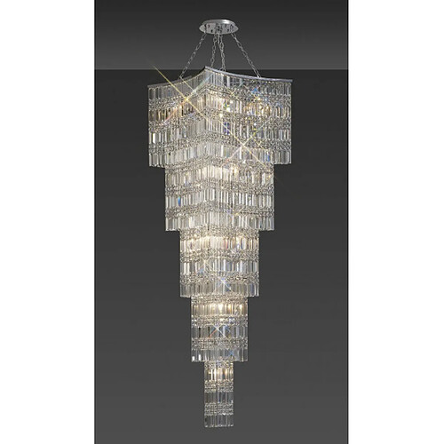 Luminaire Center Suspension Gianni Tall 15 Ampoules chrome poli/cristal