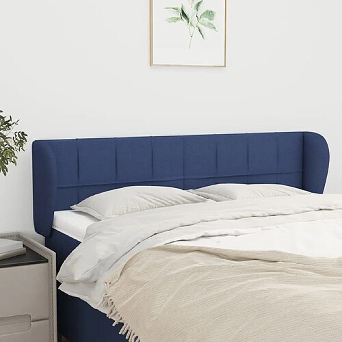 Maison Chic Tête de lit scandinave avec oreilles,meuble de chambre Bleu 147x23x78/88 cm Tissu -MN82354