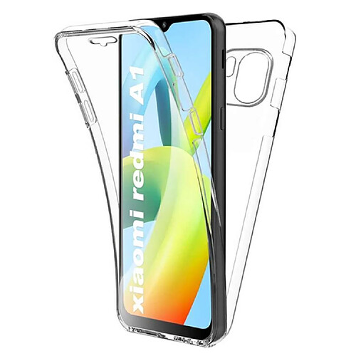 Htdmobiles Coque pour Xiaomi Redmi A1 / A1 Plus - housse etui silicone gel fine 360 integrale (avant et arriere) + verre trempe - TRANSPARENT