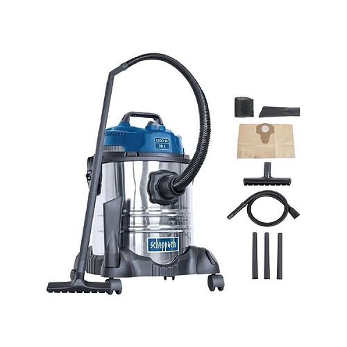 SCHEPPACH Aspirateur eau et poussiere 20L 1200W avec une brosse combinée, un suceur plat, un filtre mousse et un sac en papie...