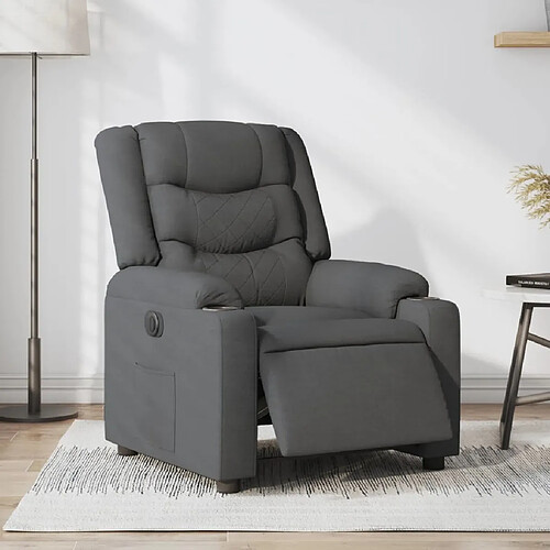 vidaXL Fauteuil inclinable électrique Gris foncé Tissu