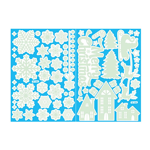 2pcs Décoration de Noël auto-lumineuse Sticker Snowflake Sticker Noël Statique Sticker Sticker mural lumineux