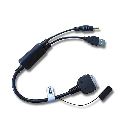 vhbw Câble audio voiture compatible avec BMW Série 5 voiture, auto - Adaptateur en Y, noir