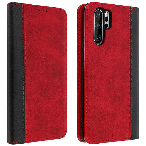 Avizar Housse Huawei P30 Pro Etui Portefeuille Rangement carte support vidéo Rouge