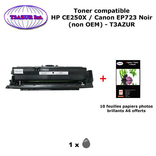 Toner générique Canon CRG-723H Noir pour imprimante Canon LBP 7750Cdn, CRG 723 +10f PPA6 -T3AZUR