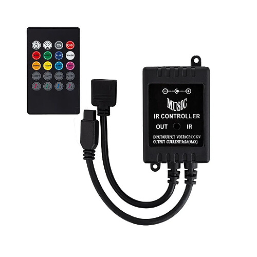 Ledkia Contrôleur Variateur Musical Ruban LED 12V DC RGB avec télécommande IR