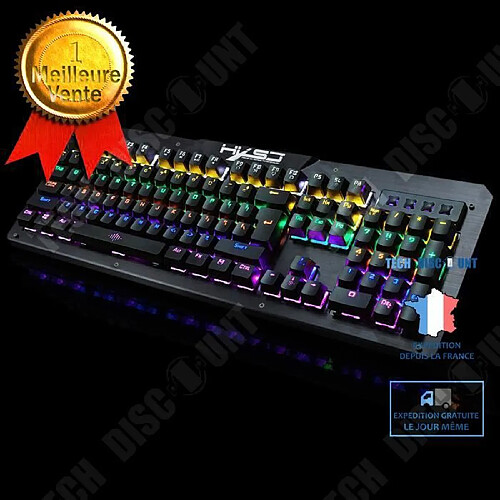 Tech Discount TD® Clavier Gamer Mécanique Rétro éclairage Couleur Noir RGB Touches hauteur ajustable parfait usage Gaming haute qualité