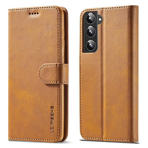 Etui en PU LC.IMEEKE avec support marron clair pour votre Samsung Galaxy S21 5G