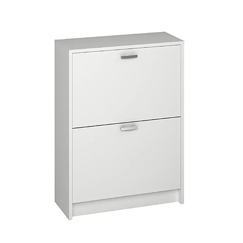 Pegane Commode Meuble à chaussures coloris blanc - Longueur 60 x Hauteur 82 x Profondeur 25 cm