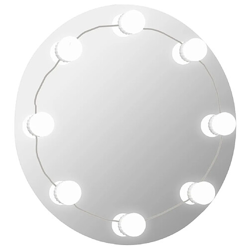 Maison Chic Miroir mural avec lampes LED | Miroir Décoration pour Maison Salle de Bain Rond Verre -GKD34826