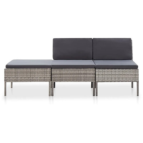 Maison Chic Salon de jardin 3 pcs + coussins - Mobilier/Meubles de jardin - Table et chaises d'extérieur Résine tressée Gris -MN99830