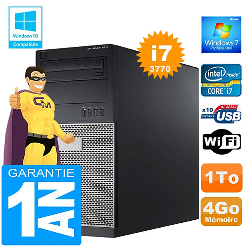 PC Tour DELL 7010 Core I7-3770 Ram 4Go Disque 1 To Graveur DVD Wifi W7 · Occasion