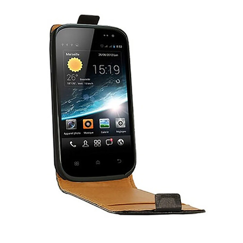 Kabiloo Etui Flip à rabat en cuir noir Wiko Cink Plus SCP10106