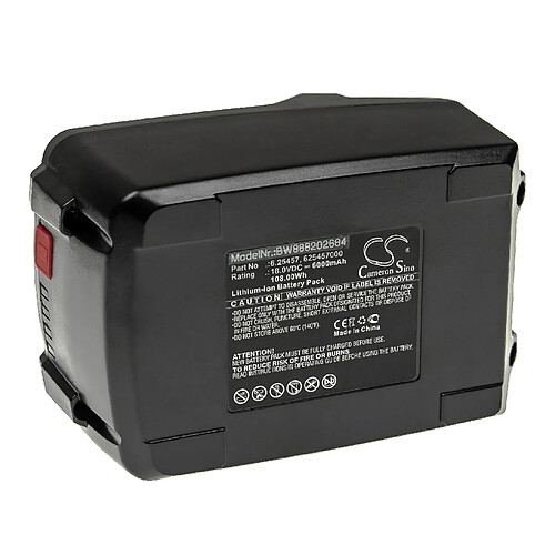 vhbw Batterie compatible avec Metabo KSA 18 LTX, MBS 18, MBS 18 LTX 2.5, MKS 18 LTX 58 outil électrique (6000mAh Li-ion 18 V)