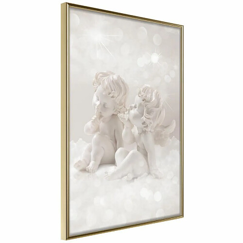 Paris Prix Affiche Murale Encadrée Cute Angels 30 x 45 cm Or