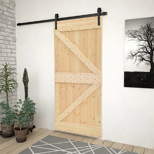 vidaXL Porte coulissante en pin massif - 80x210 cm