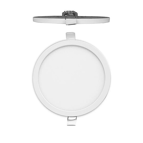 Inspired Downlight encastré LED ultra fin rond de 22,5 cm, 24 W, 4 000 K, 2 200 lm, blanc mat/acrylique givré, pilote inclus, 3 ans de garantie