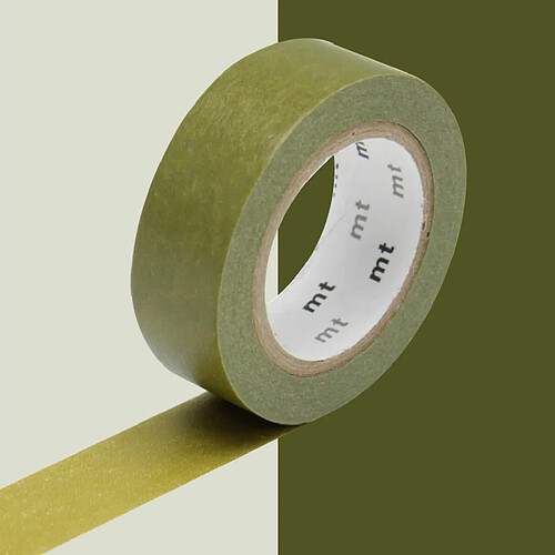 Masking tape unicolore - Vert olive - 1,5 cm x 7 m