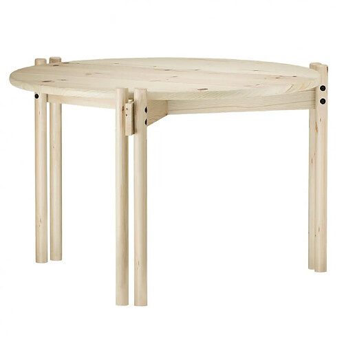 Inside 75 STICKS table basse ronde en pin laqué clair 60x40 cm