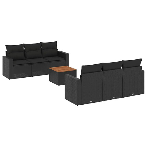 Maison Chic Ensemble Tables et chaises d'extérieur 7pcs avec coussins,Salon de jardin noir résine tressée -GKD473164