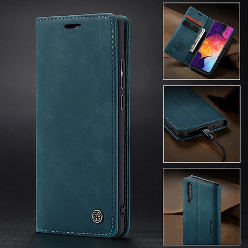 Caseme Etui en PU auto-absorbé bleu pour votre Samsung Galaxy A50