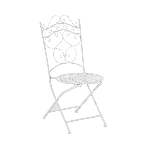 Decoshop26 Chaise de jardin terrasse balcon design rustique en fer forgé blanc 10_0003006