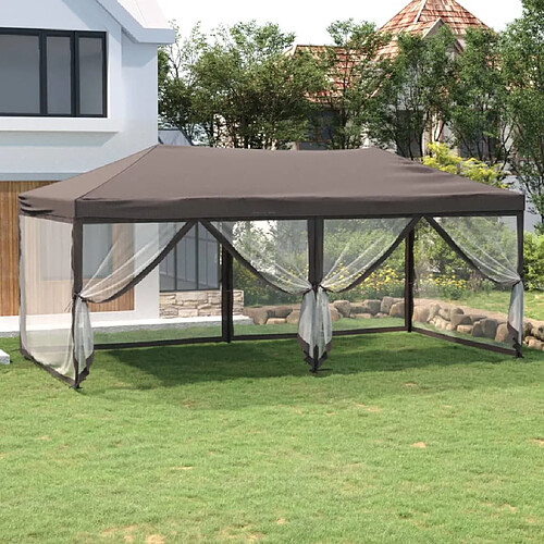 vidaXL Tente de réception pliable avec parois Taupe 3x6 m