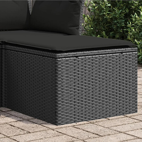 vidaXL Tabouret de jardin avec coussin noir 55x55x37 cm résine tressée