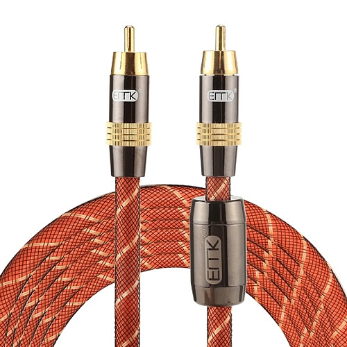 Wewoo Câble or EMK TZ / A 3m OD8.0mm Plaqué Tête Métallique RCA à RCA Fiche Coaxial Numérique Audio / Vidéo RCA