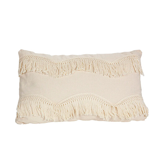 Coussin Romimex Blanc Avec franges 30 x 10 x 50 cm