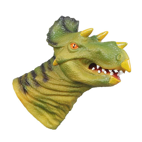 Marionnette à tête de dinosaure, marionnette à main animale, jouet à bouche active, gant de simulation pour poupée (triceratops, couleur aléatoire)