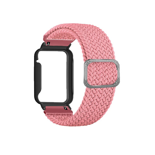 Bracelet en nylon élastique tressé pour votre Xiaomi Mi Band 7 Pro - rose/noir