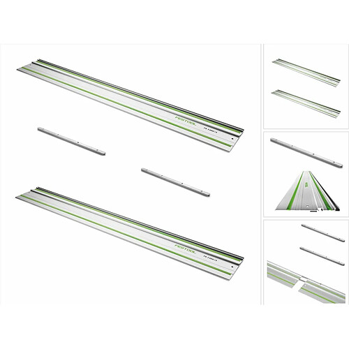 Festool FS 1400/2 Rails de guidage 1400 mm - 2 pièces (2x 491498) + 2x Connecteurs FSV (2x 482107)