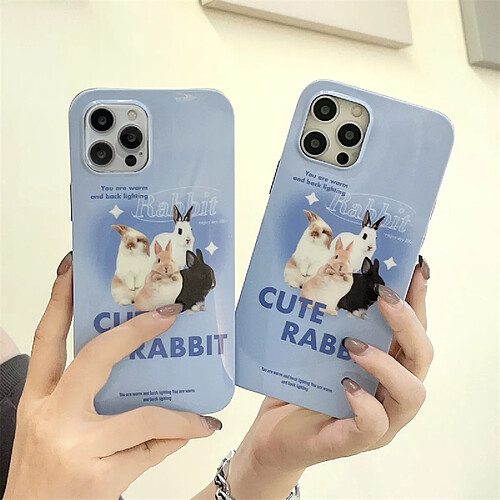 GUPBOO Étui pour iPhone12Pro étui de téléphone portable anti-chute pour femme tenant un lapin de groupe