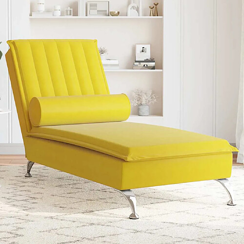 vidaXL Chaise longue de massage - Jaune velours