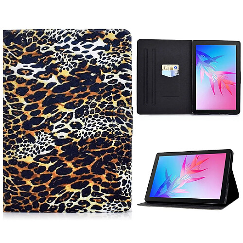 Etui en PU anti-chocs avec support pour Huawei Enjoy Tablet 2 10.1/MatePad T 10S 10.1 pouces/T 10/X6 9.7 pouces - imprimé léopard