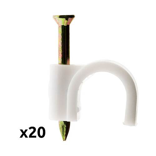 Lot de 20 crochets fixation Ø8mm - blanc - Zenitech