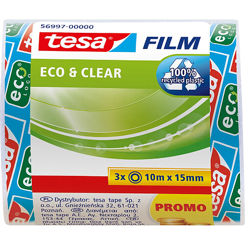 tesa Film Ruban adhésif Eco & Clear pack éco, 15 mm x 10 m ()