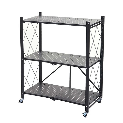 Decoshop26 Etagère sur pieds multifonctionnelle pliable 3 niveaux de rangement en acier noir 89x71x36 cm 04_0006780