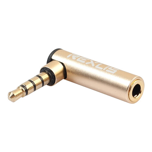 Wewoo Adaptateur Audio BK3567 mâle 3,5 mm + femelle 3,5 mm en forme de L coude à 90 degrés plaqué oradaptateur d'extension d'interface audio dorée pour périphériques de 3,5 mmécouteurs de soutien avec microphone