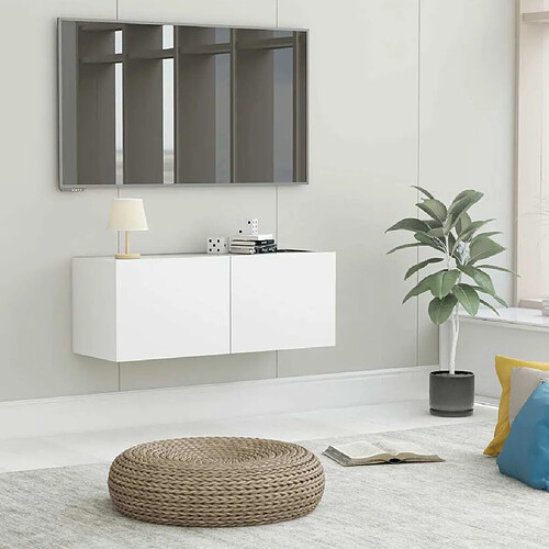 Maison Chic Meuble TV scandinave - Banc TV pour salon Blanc 80x30x30 cm Bois d'ingénierie -MN46311