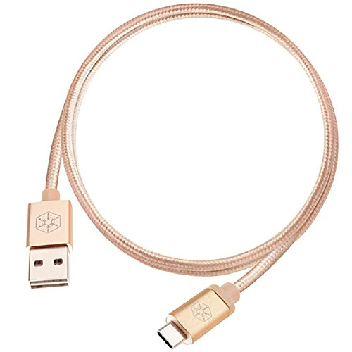 SilverStone SST-CPU04G-1000 - Cable USB réversible, A vers C, Cable extrêmement durable avec tressage en nylon, Recharge et synchronisation de données à haute vitesse, 1.0 m, or