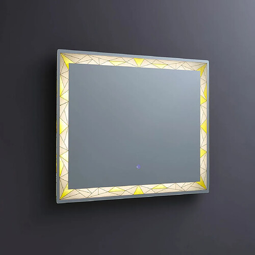 Kiamami Valentina MIROIR 90X70 AVEC FINITION SATINÉE COLORÉE ET INSERTS LUMINEUX À LEDS