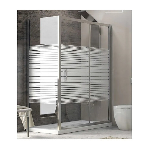 Karag Grande paroi de douche carrée NEW FLORA 500 sérigraphiée H. 180 cm