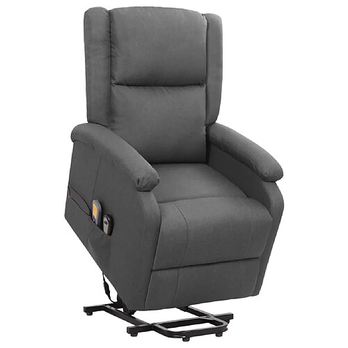 vidaXL Fauteuil de massage inclinable Gris foncé Tissu