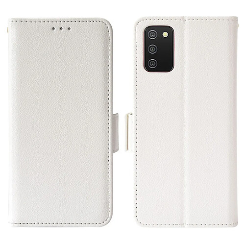 Etui en PU texture litchi, fermoir aimanté avec support blanc pour votre Samsung Galaxy A02s/A03s (164.2 x 75.9 x 9.1mm)